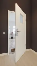 Front-Milieuansicht von GARANT Wohnungseingangstür W1000ST3 Premium Weiß GHK08 mit Lichtausschnitt LA-8