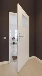 Front-Milieuansicht von GARANT Wohnungseingangstür Quer Authentic Bianco CePaL mit Lichtausschnitt LA-9