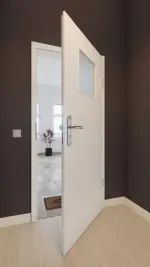 Front-Milieuansicht von GARANT Wohnungseingangstür Quer Authentic Bianco GCK08 mit Lichtausschnitt LA-9