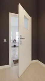 Front-Milieuansicht von GARANT Wohnungseingangstür Weißlack 9010 GHK08 mit Lichtausschnitt LA-9