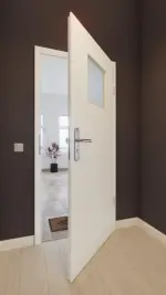 Front-Milieuansicht von GARANT Wohnungseingangstür U11026SD Kristallweiß GHK08 mit Lichtausschnitt LA-9