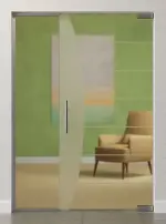 Bild von Amara Motiv matt Glaspendeltür mit festem Seitenteil DORMA Mundus BTS Variante 2 - Erkelenz