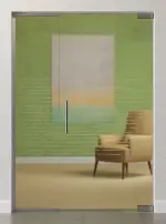 Bild von Morse Motiv matt Glaspendeltür mit festem Seitenteil DORMA Mundus BTS Variante 2 - Erkelenz