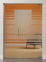 Bild von Selina Motiv matt Glaspendeltür mit festem Seitenteil DORMA Mundus BTS Variante 2 - Erkelenz