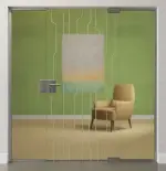 Bild von Curves Motiv matt Ganzglastür mit zwei festen Seitenteilen DORMA Mundus Variante 2 - Erkelenz