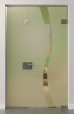 Bild von Bergamo Motiv klar Ganzglastür mit festem Seitenteil und Oberlicht DORMA Mundus Variante 6 - Erkelenz