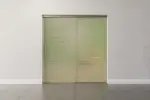Frontansicht farbig von Morse Motiv klar Glasschiebetür mit festem Seitenteil Sigma Flexible Variante 1 - Erkelenz