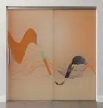 Bild von Sinus 2 Motiv klar Glasschiebetür mit festem Seitenteil Sigma Flexible Variante 1 - Erkelenz