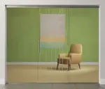 Bild von Curves Motiv matt Glasschiebetür mit zwei festen Seitenteilen Sigma Flexible Variante 2 - Erkelenz