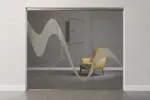 Frontansicht 2 von Sinus 2 Motiv matt Glasschiebetür mit zwei festen Seitenteilen Sigma Flexible Variante 2 - Erkelenz