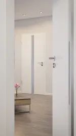 CloseUp-Milieuansicht von Smart 1 mittig Basic Durat Verkehrsweiß RAL 9016 Innentür - Huga