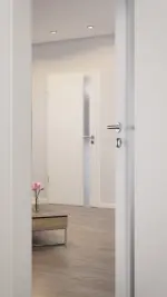 CloseUp-Stilwelt von Smart 1 Schlossseite Basic Durat Verkehrsweiß RAL 9016 Innentür - Huga