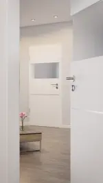 CloseUp-Milieuansicht von Smart 2 quer Plain 79-7 Basic Durat Pino Weiß Innentür - Huga