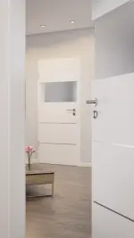 CloseUp-Milieuansicht von Smart 2 quer Plain 80-7 Basic Durat Pino Weiß Innentür - Huga