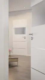 CloseUp-Milieuansicht von Smart 2 quer Plain 80-7 Basic Durat Verkehrsweiß RAL 9016 Innentür - Huga