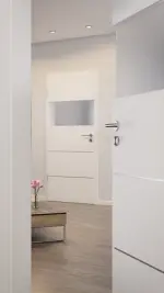 CloseUp-Milieuansicht von Smart 2 quer Steel 80 Basic Durat Verkehrsweiß RAL 9016 Innentür - Huga