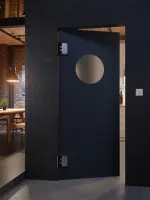 CloseUp-Milieuansicht von HÖRMANN Kunststoff-Pendeltür mit Lichtausschnitt rund