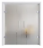 Ansicht von Algo Mattierung Ganzglas Doppelflügel-Pendeltür mit Motiv klar - Erkelenz