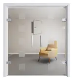 Ansicht von Cinque Mattierung Ganzglas Doppelflügel-Pendeltür mit Motiv matt - Erkelenz