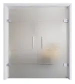 Ansicht von Prime Mattierung Ganzglas Doppelflügel-Pendeltür mit Motiv klar - Erkelenz