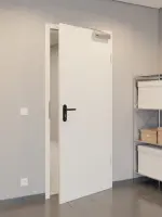 CloseUp-Flur-Milieuansicht von GARANT Rauchschutztür 0135-60 Rain Resopal