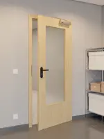 CloseUp-Flur-Milieuansicht von GARANT Rauchschutztür Authentic Asteiche CePaL mit Lichtausschnitt LA-DIN