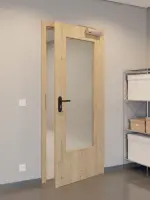 CloseUp-Flur-Milieuansicht von GARANT Rauchschutztür Authentic Risseiche CePaL mit Lichtausschnitt LA-DIN