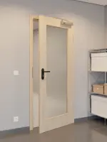 CloseUp-Flur-Milieuansicht von GARANT Rauchschutztür Authentic Achat CePaL mit Lichtausschnitt LA-2