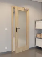 CloseUp-Flur-Milieuansicht von GARANT Rauchschutztür Authentic Risseiche CePaL mit Lichtausschnitt LA-2