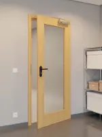 CloseUp-Flur-Milieuansicht von GARANT Rauchschutztür Eiche Premium CePaL mit Lichtausschnitt LA-2