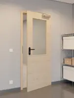 CloseUp-Flur-Milieuansicht von GARANT Rauchschutztür Quer Authentic Achat CePaL mit Lichtausschnitt LA-6