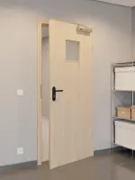 CloseUp-Flur-Milieuansicht von GARANT Rauchschutztür Authentic Achat CePaL mit Lichtausschnitt LA-7