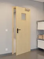 CloseUp-Flur-Milieuansicht von GARANT Rauchschutztür Authentic Asteiche CePaL mit Lichtausschnitt LA-7