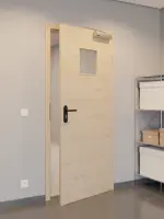 CloseUp-Flur-Milieuansicht von GARANT Rauchschutztür Quer Authentic Achat CePaL mit Lichtausschnitt LA-7