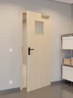 CloseUp-Flur-Milieuansicht von GARANT Rauchschutztür Authentic Achat CePaL mit Lichtausschnitt LA-8