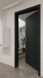 Detail-Milieuansicht von GARANT Wärmeschutztür U12000SD Vulkanschwarz GHK08