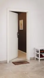 CloseUp-Milieuansicht von Reinweiß RAL 9010 Basic Lack Wohnungseingangstür - Huga