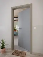 CloseUp-Milieuansicht von Cotton like Hygge Grau Basic Wohnungseingangstür - Huga