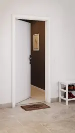 CloseUp-Milieuansicht von Cotton like Weiß Basic Wohnungseingangstür - Huga