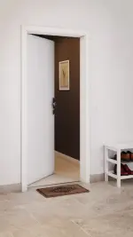 CloseUp-Milieuansicht von Strukturiert Weiß Basic Wohnungseingangstür - Huga