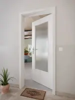 CloseUp-Milieuansicht von GARANT Wohnungseingangstür Authentic Grigio GCK08 mit Lichtausschnitt LA-DIN