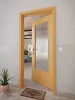 CloseUp-Milieuansicht von GARANT Wohnungseingangstür Buche Exklusiv CePaL mit Lichtausschnitt LA-DIN