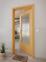 CloseUp-Milieuansicht von GARANT Wohnungseingangstür Buche Exklusiv GCK08 mit Lichtausschnitt LA-DIN