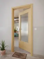 CloseUp-Milieuansicht von GARANT Wohnungseingangstür Quer Authentic Asteiche CePaL mit Lichtausschnitt LA-DIN