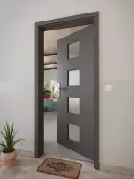 CloseUp-Milieuansicht von GARANT Wohnungseingangstür 10622-60 Ebony CePaL mit Lichtausschnitt LA-10