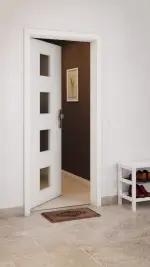 CloseUp-Milieuansicht von GARANT Wohnungseingangstür Authentic Bianco CePaL mit Lichtausschnitt LA-10