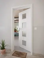 CloseUp-Milieuansicht von GARANT Wohnungseingangstür Authentic Grigio GCK08 mit Lichtausschnitt LA-10