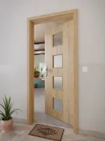 CloseUp-Milieuansicht von GARANT Wohnungseingangstür Authentic Risseiche GCK08 mit Lichtausschnitt LA-10