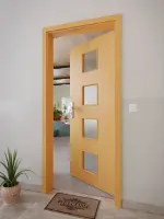 CloseUp-Milieuansicht von GARANT Wohnungseingangstür Buche Exklusiv GCK08 mit Lichtausschnitt LA-10