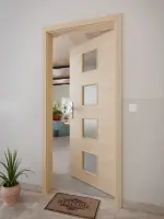 CloseUp-Milieuansicht von GARANT Wohnungseingangstür Quer Authentic Achat CePaL mit Lichtausschnitt LA-10